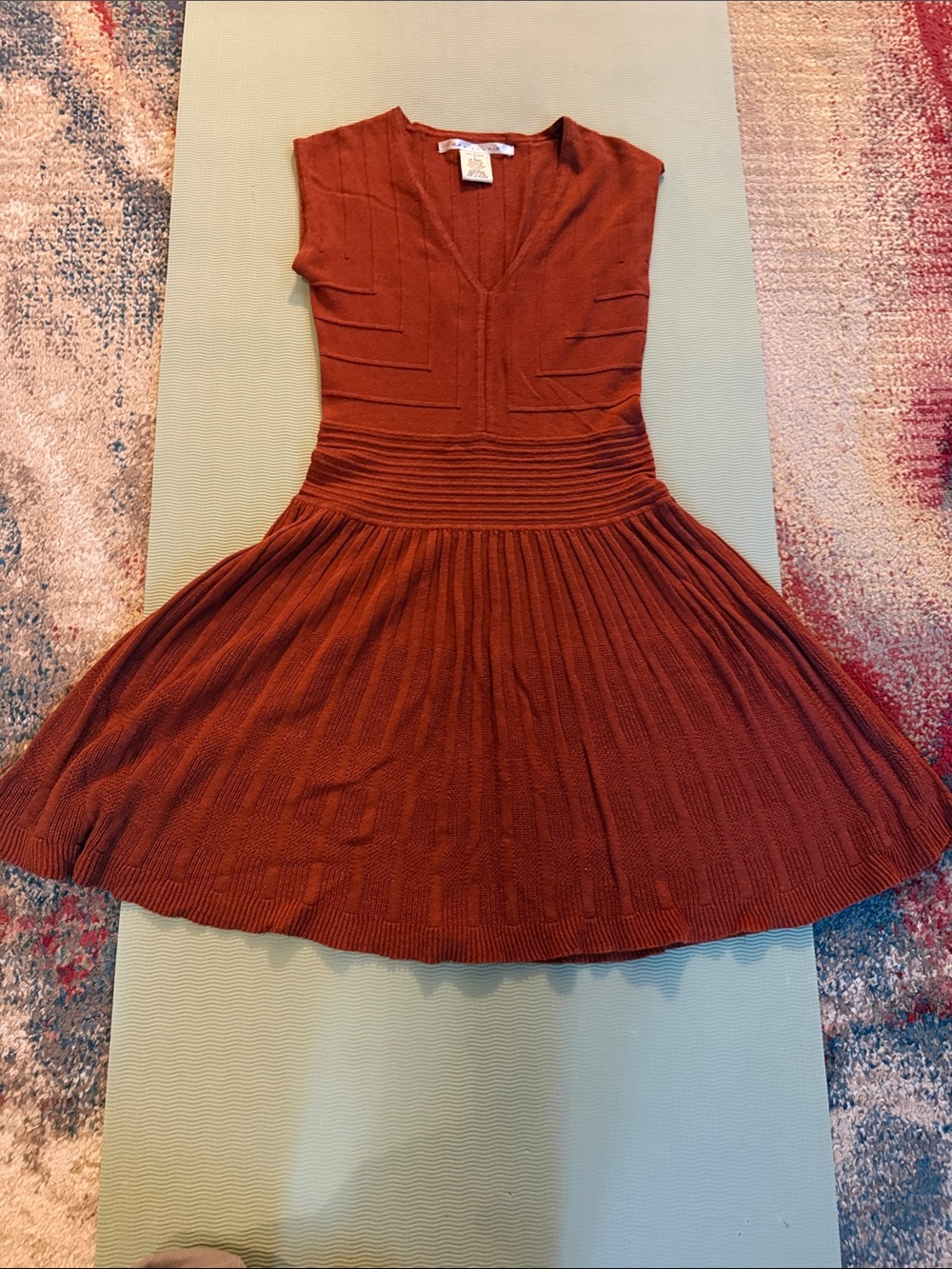 Max Studio Rust Knit Fit-and-Flare Dress